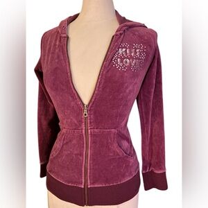 Y2K Purple Zip-Up Hoodie with Rhinestone Detail